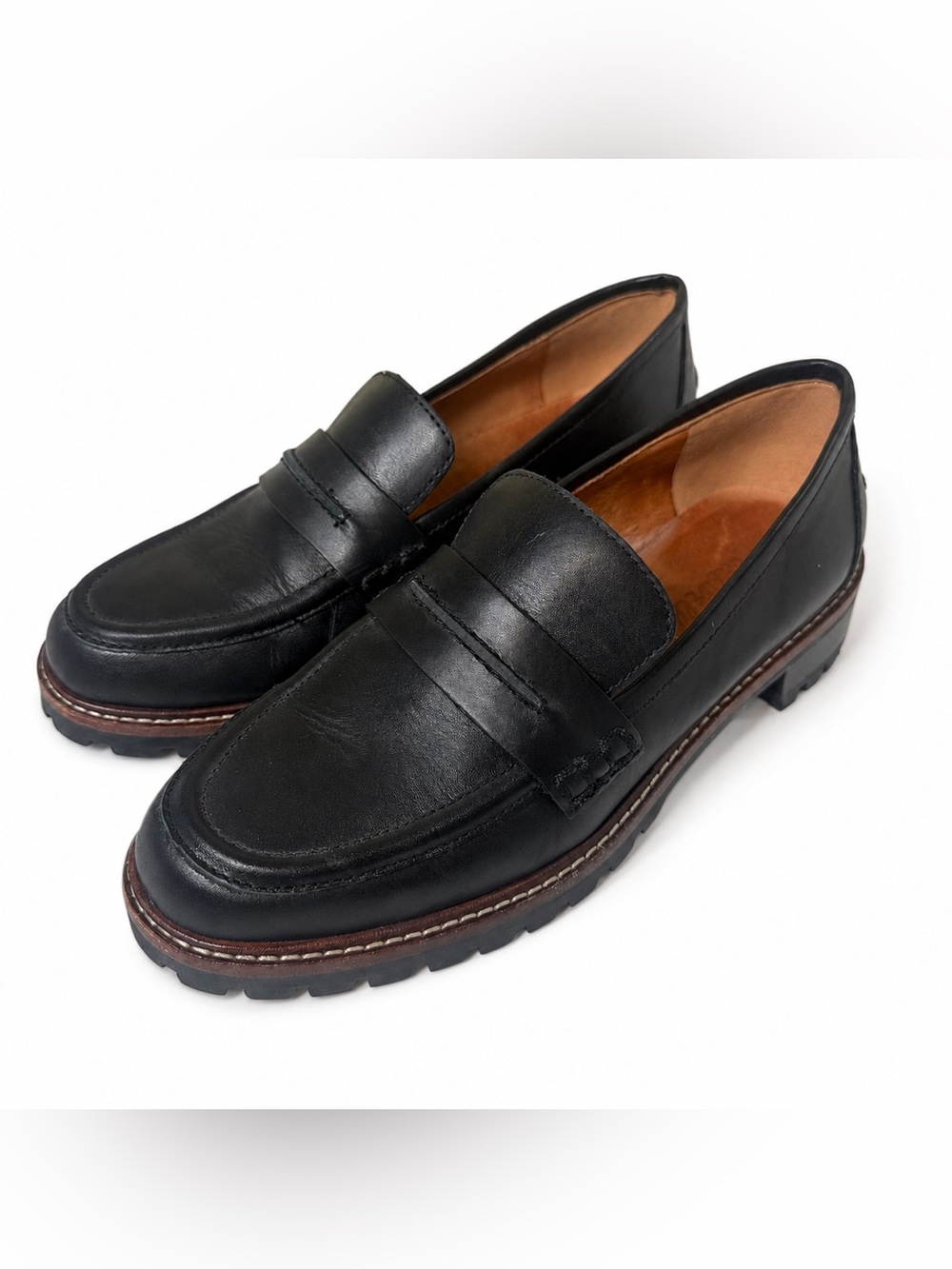 Madewell Black Leather Penny Loafers